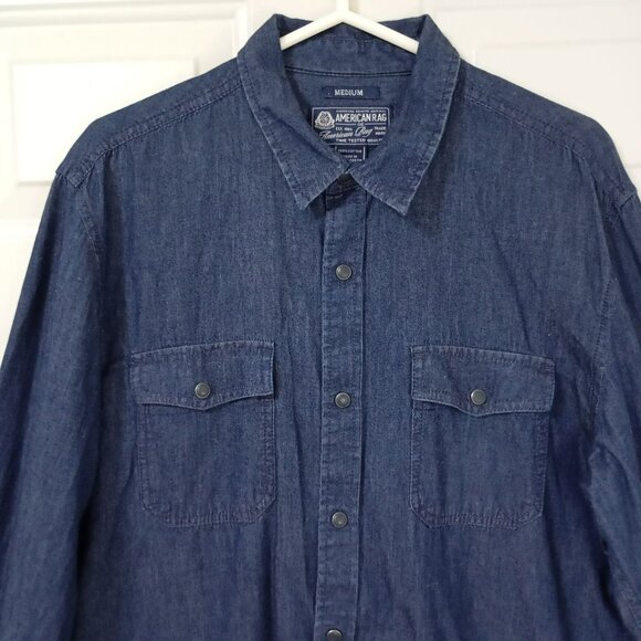 American Rag Cie Shirt Denim Button Down Workwear Casual Blue Top Size M Mens - Picture 3 of 8